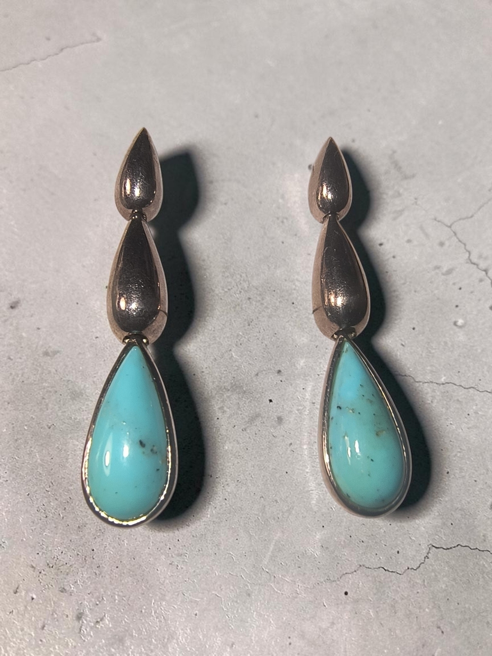 Sally C Treasures Turquoise Stone And Sterling Silver Teardrop Dangle Earrings